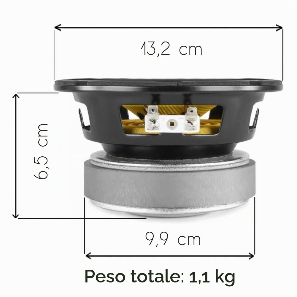 KIT SET PER VONYX 902.420 WK13, 1 altoparlante woofer wide range kevlar 13 cm 130 mm 5,25", 100 watt rms 200 watt max, 8 ohm, sensibilità 85 db, sospensione in gomma, 1 pezzo