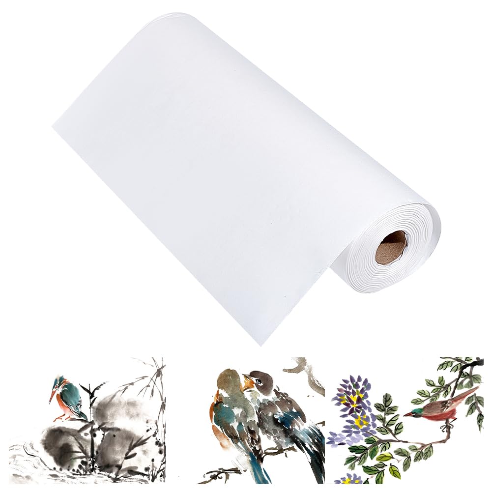 NBEADS Chinese Calligraphy Xuan Paper, Thickened Rice Paper Sumi Calligraphy Paper Without Grids Xuan Paper Roll for Painting Calligraphy Brush Ink