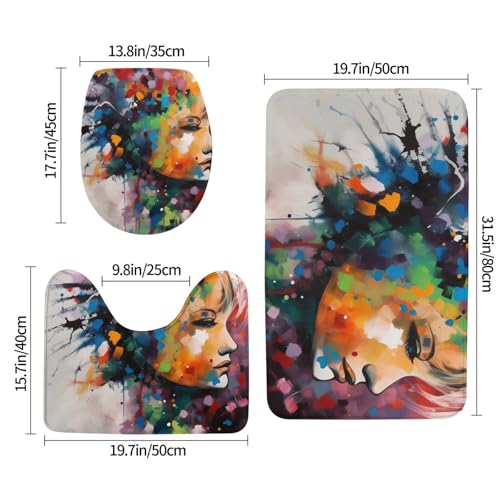 Tapis de bain imprimés art abstrait absorbant et antidérapant