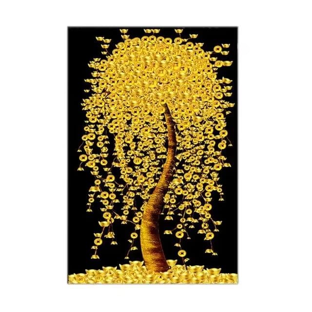 Lienzo de árbol de la fortuna dorado obra de paisaje moderno 70x88cm sin marco