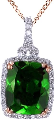 Cushion Cut & Esmeralda Ronda Cut Blanco Zafiro Colgante Collar en plata de ley chapada en oro de 14quilates