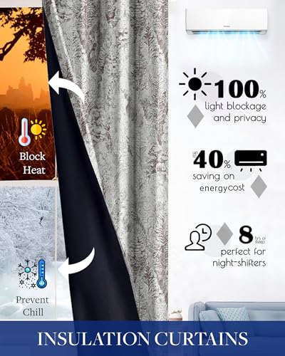 Image of Cloth Fusion Printed 100% Blackout Window Curtains 5 Feet Long Set of 2