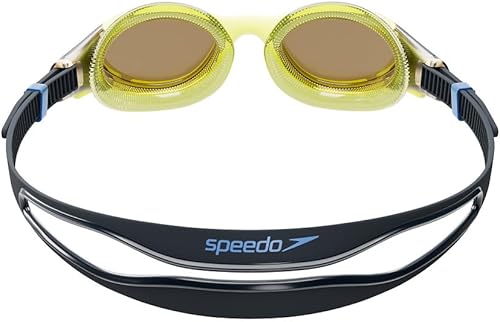 Speedo Unisex Biofuse 2.0 SwiMing Goggles | Patented Easy Adjustment | Anti-fog | Anti-leak | Enhanced Fit | Improved Comfort, Black/Hyper/Sapphire Mirror, One Size - 2