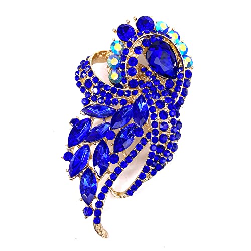 Image of LAXPICOL Vintage Clear Austrian Crystal Elegant Flower Bouquet Wing Brooch for Women