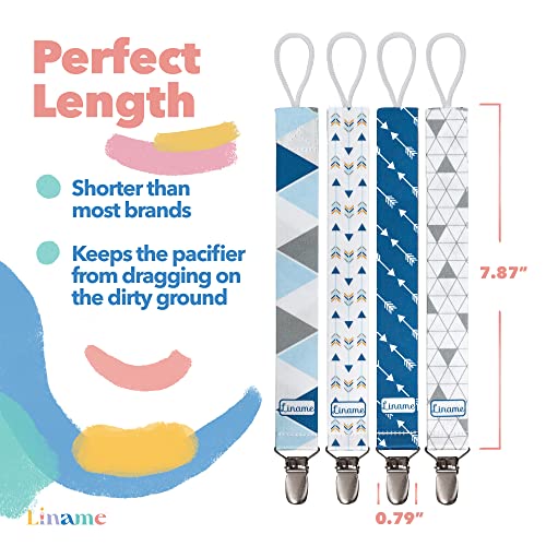 Liname Neutral Pacifier Clip With Teething Toy - 4 Pack Pacifier Clips For Boys & Girls - Binky Holder Soothie Paci Clip Binkie Clip - Unisex Pacifer Clip Baby Pacifier Clip And Pacifier Holder (Blue) #TOP1