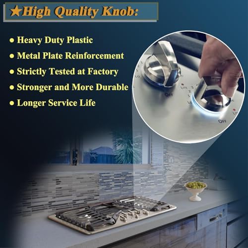 image for AUGSMIAR 5 Pack WB03X25796 WB03T10326 Gas Cooktop Knob, Range Burner S