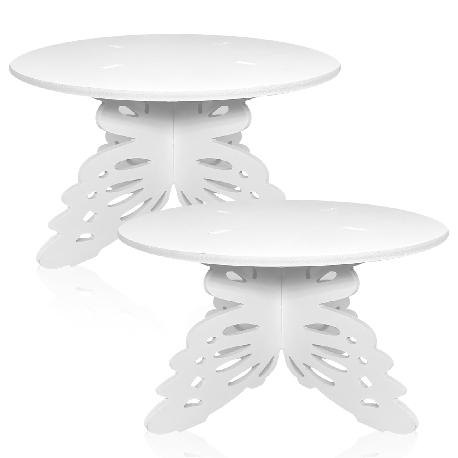 AOCEAN 12" Butterfly Cake Stand Butterfly PVC Cake Decorations with Engraved Butterflies Cake Stands for Dessert Table Wedding Birthday Party (2 Pcs)