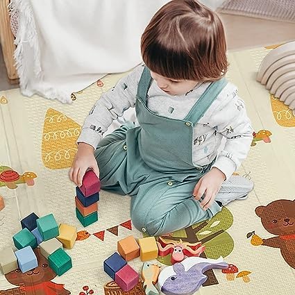 Image of WENGTY Double Sided Water Proof Giraffe Mat Extra Large Reversible Baby Play Mat, Bpa Free Learning & Crawling Foldable Foam Mat(200Cm X 150Cm, 0.8Cm) Multicolor, Count 1