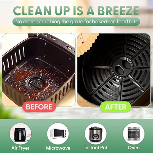 Image of RJ Shop 8 Inch Air Fryer Liners Disposable - 100 PCS Strong Square Parchment Paper for 5-8 QT Air Fryer (Square)