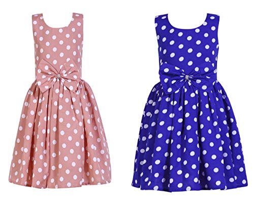 Image of Casual Frock for Baby Girls,Blue Printed and Olive Printed,Pack of 2