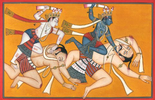 Peinture Krishna et Balarama symbole de force et de protection pour la maison