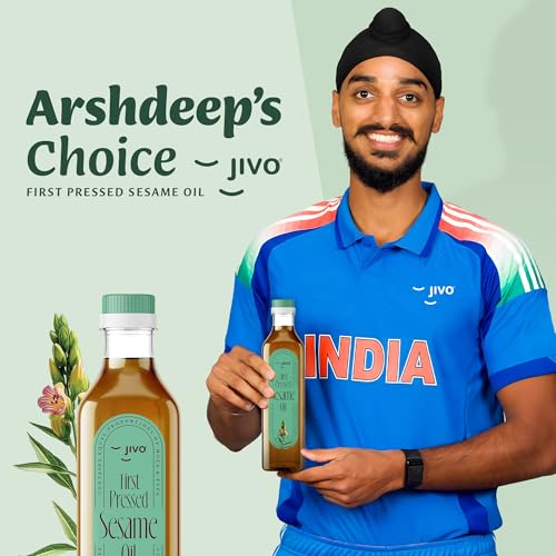 Image of Jivo First Pressed Sesame (Gingelly) Oil 1 Litre, Cholesterol Free with Rich Aroma & Flavour of Sesame Seeds, Unrefined Daily Cooking with Multipurpose Usage