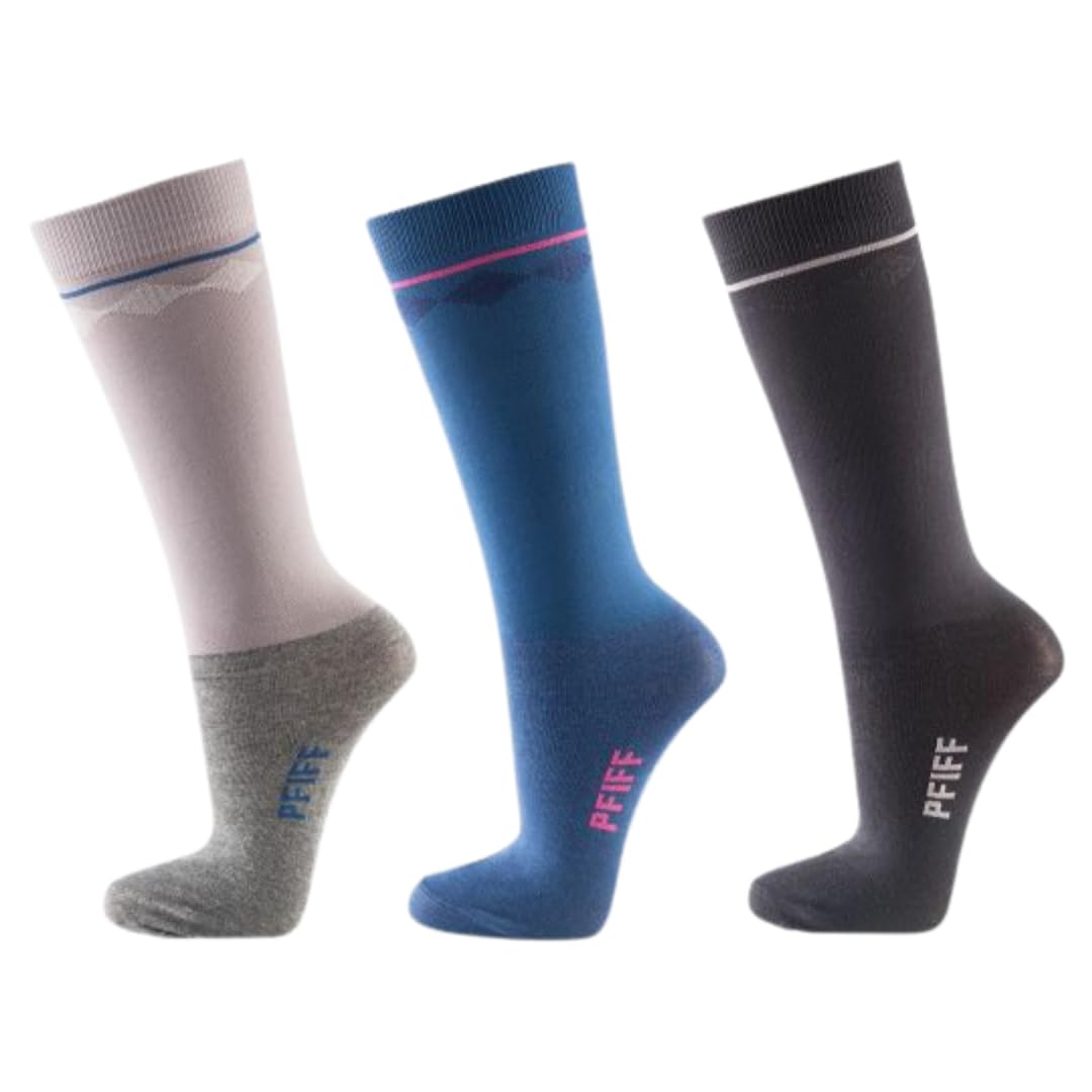 PFIFF Calze Da Equitazione Donna In Set | Extra Sottili, In Cotone, Taglia 29-35, Lavabili A 30°