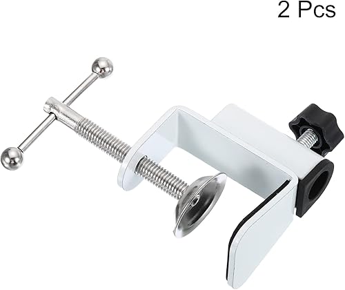 Miniatura 9 de PATIKIL Abrazadera de escritorio de 0.47 pulgadas de diámetro del agujero, 2 piezas de soporte de aleación de aluminio universal ajustable soporte