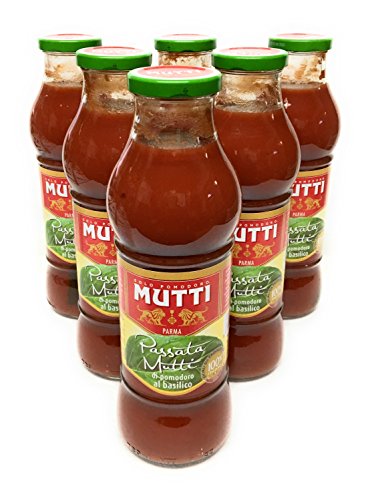Mutti Passata - Puro de tomates con albahaca, 6 unidades (0,7 l)