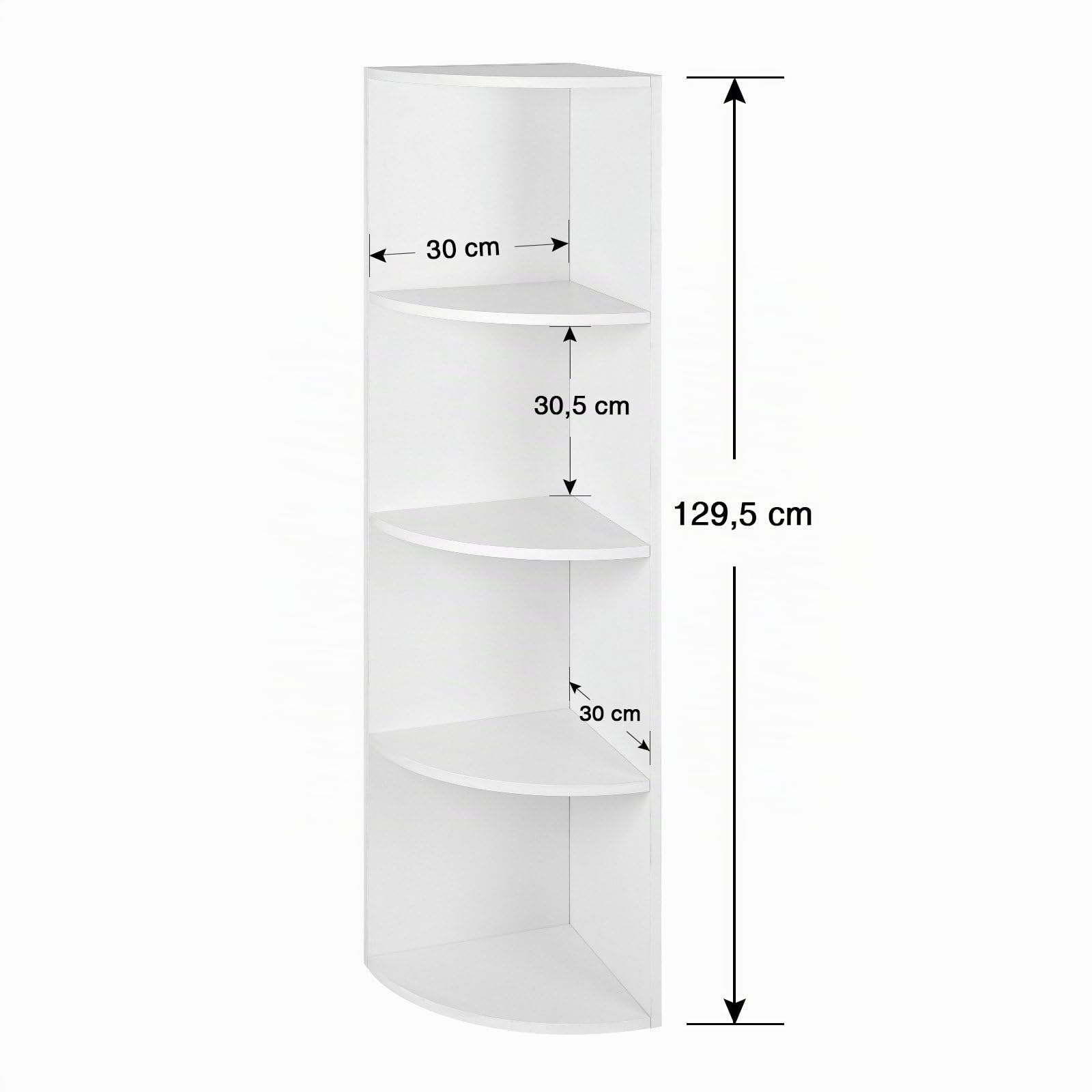 VASAGLE Custos Collection - Étagère d'angle à 4 Niveaux, Étagères de Rangement Autoportantes, Bibliothèque en Bois, pour Cuisine, Chambre, Salon, Bureau, Blanche LBC42WT