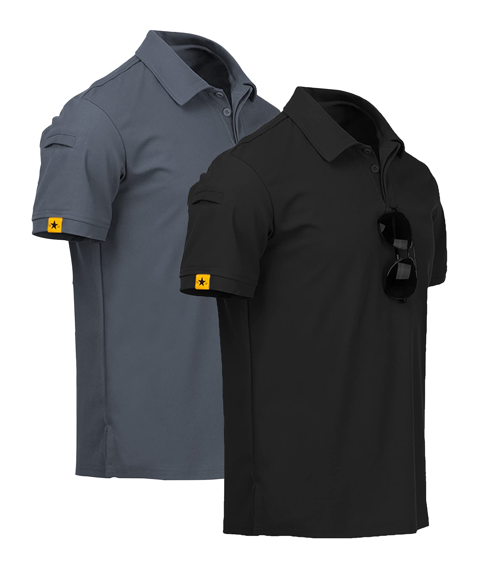 ZITY Golf Polo Shirts for Men Short Sleeve Sport Casual Tennis T-Shirt, Suit2-blackgrey, X-Large