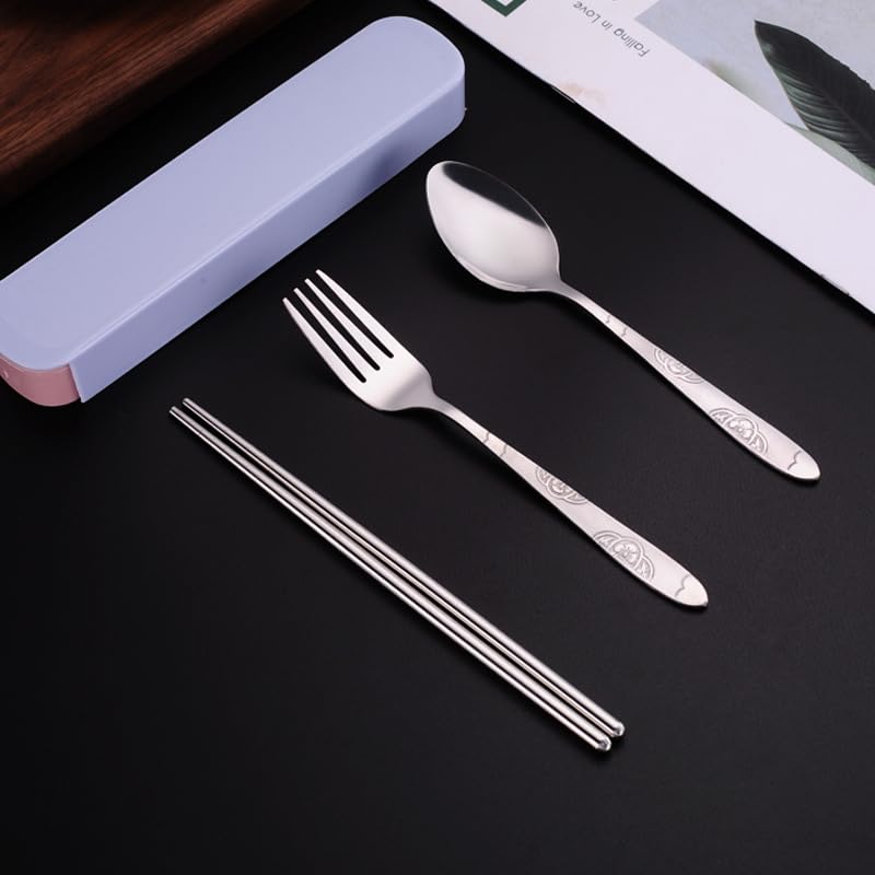ONUIFIKE Silverware Set, 3/12/18/24/30/36 Pcs Stainless Steel Tableware For Students And Adults Outdoor Travel Spoon Fork Chopsticks Outdoor Convenient Tableware Set, Home Cutlery Flatware Set(Pink,3