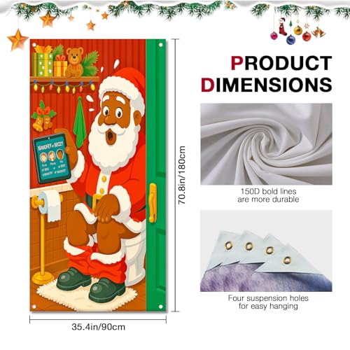 Image of BlissYard Santa Christmas Door Cover 35x71 Inch Polyester