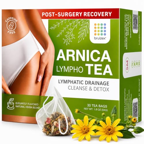 Bruizex Arnica Tea for Bruising and Swelling Post Surgery Recovery after Liposuction Tummy Tuck 360 Lipo BBL I Blend For Lymphatic Drainage Massage & Fibrosis with Ginger I 30 arnica tea bags