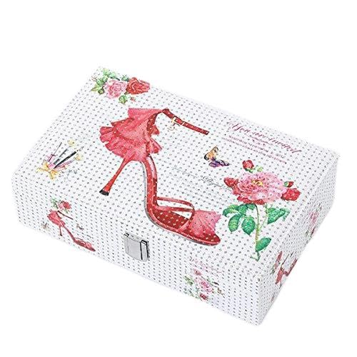 QOHNK Moda para Mujer Joyería de Madera Cosmética Caja Anillo Pendientes Collar Organizador Niñas Gran Capacidad Casos de Almacenamiento de Joyas de Alta Gama
