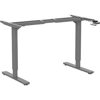 Ergotopia Desktopia Budget Height-Adjustable Desk Crank Adjustable Table Frame Width Adjustable for All Standard Table Tops Grey Without Table Top