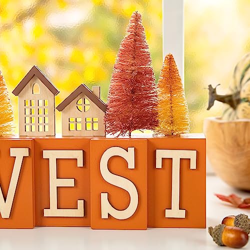 Glitzhome-14L-Rustic-Harvest-Village-House-Brush-Trees-Table-Decor-Farmhouse-Wood-Freestanding-Fall-Harvest-Table-Block-Decor-Sign-Fall-Autumn-Table-Decor-Desktop-Decorations-Autumn-Harvest-Festival Glitzhome 14L Rustic Harvest Village House Brush Trees Table Decor Farmhouse Wood Freestanding Fall Harvest Table Block Decor Sign Fall Autumn Table Decor Desktop Decorations Autumn Harvest Festival