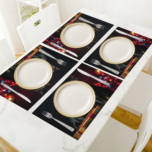 Set de table cadeau chat idée cadeau crémaillère lot de 4 napperons design - 7