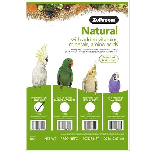 ZuPreem Natural Bird Food Pellets for Large Birds, 20 lb ...