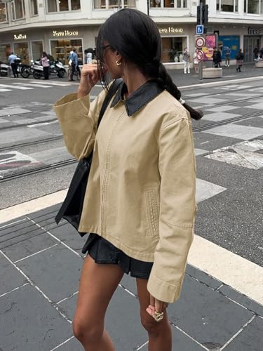 Cicy Bell Womens Oversized Fall Jackets Casual Lightweight Zip Up Cotton Canvas Light Barn Coats 2025 Winter Outfits4