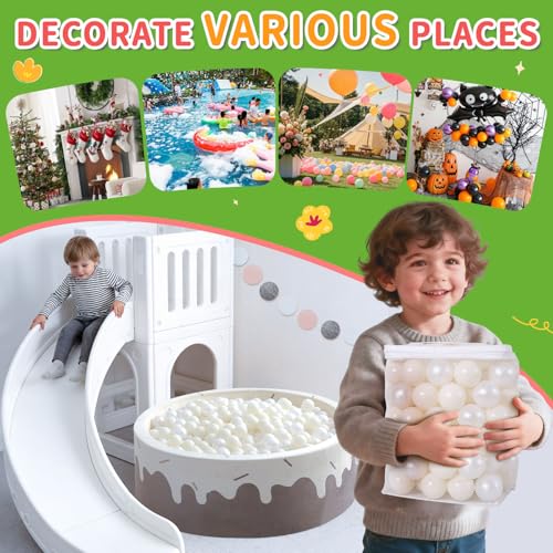 GOGOSO Pastel Baby Play Balls for Toddler Ball Pit Playpen Tent Birthday Party Plastic Toys,100 pcs, Pearl White Cream White by GOGOSO - Used condition - Image 4