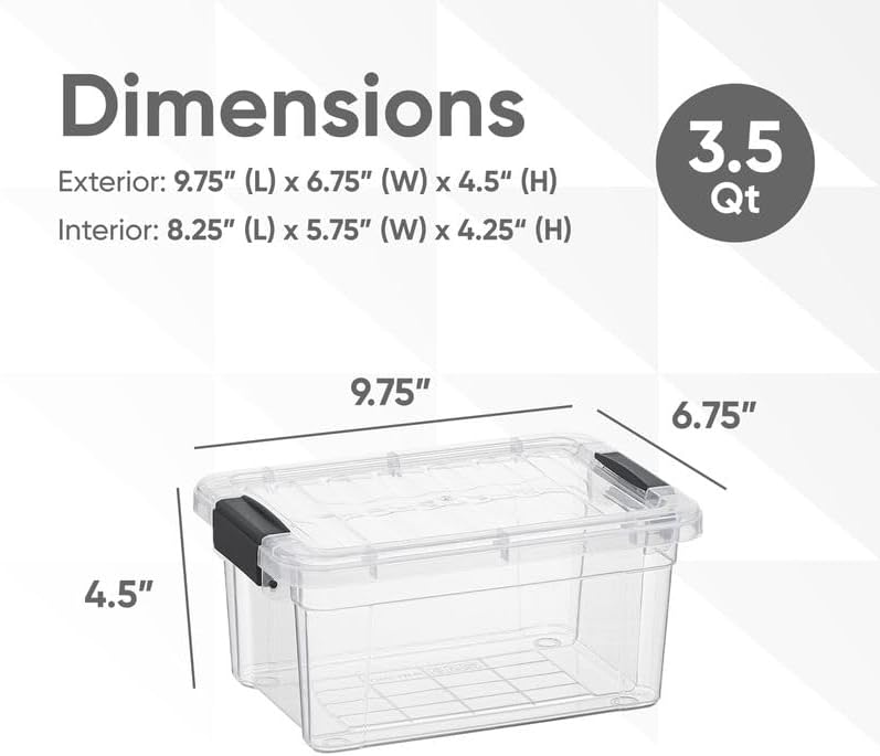 Miniatura 2 de Superio Cajas de almacenamiento transparentes con tapas, contenedores de plástico de 3.5 cuartos de galón para organizar, cajas apilables, sin BPA,