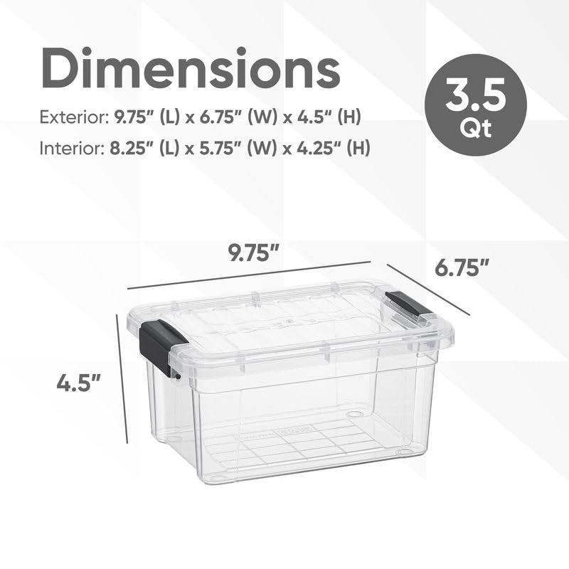 Image of Superio Clear Storage Bins with Lids, Stackable Storage Box with Latches and Handles, Extra Small, 2 Pack 3 Quart
