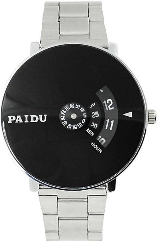 Silver Black PAIDU Quartz Wrist Watch 