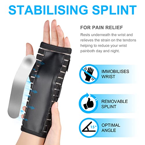 AOOWU Karpaltunnel Handgelenkstütze mit Metallschiene-Stabilisator, Atmungsaktive Handgelenkschiene Handgelenkstütze, Elastische Handgelenkbandage-Linderung Tendinitis Arthritis Schmerzen (Linke,M)