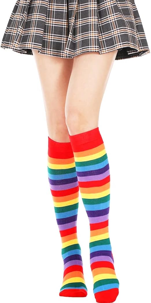 Rainbow Socks Pride Knee Cotton Socks High Stockings