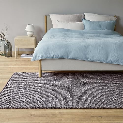 URBANARA Woll-Teppich Ravi 170x240 cm, Anthrazit-Grau - Handgewebt, Skandinavisches Landhaus Design...