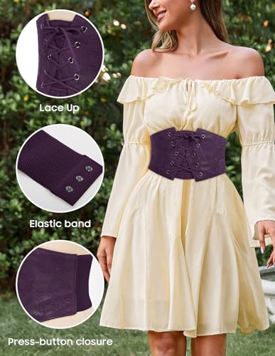 Scarlet Darkness Renaissance Corset Belt for Women Lace Overlay Front Ren Faire Corset2