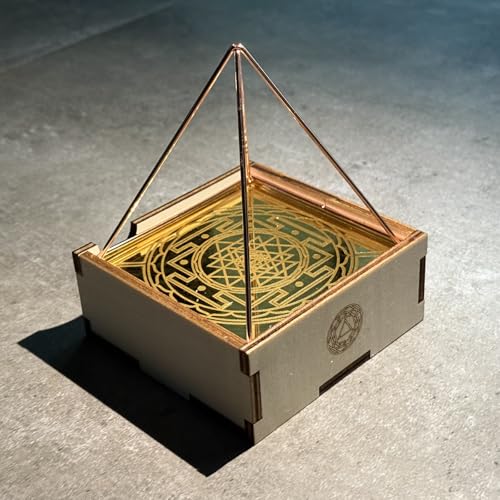 Pyramide en cuivre pour la méditation Boîte de définition d'intentions, fabriquée à la main avec inscription Sri Yantra, guérison Reiki et décor Vastu Shastra,...