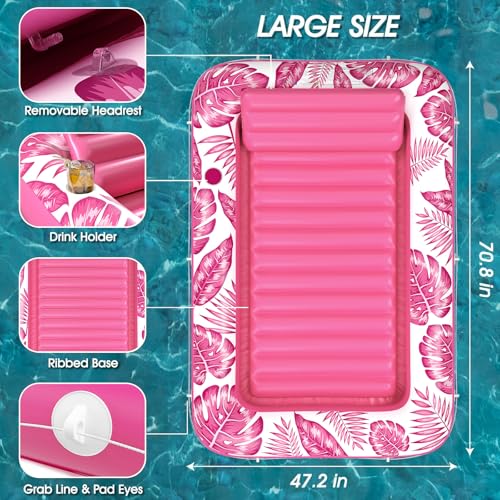 Image of Inflatable Tanning Pool Lounger Float - Jasonwell 4 in 1 Sun Tan Tub Sunbathing Pool Lounge Raft Floatie Toys Water Filled Tanning Bed Mat Pad for Adult Blow Up Kiddie Pools Kids Ball Pit (Rose,L)