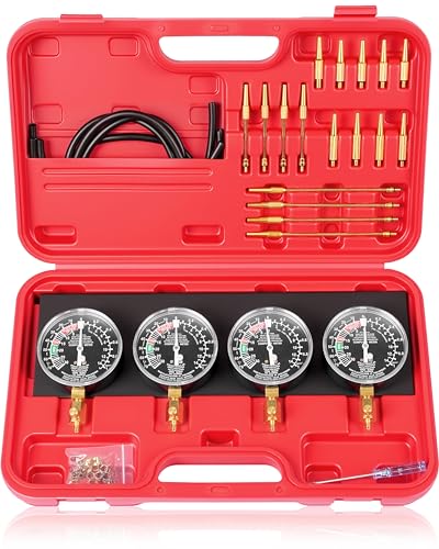Image of DAYUAN Upgraded Motorcycle Fuel Vacuum Carburetor Synchronizer Set | Carb Sync Gauge Kit, Screw Hole Design, Compatible with Honda Yamaha GS KZ 550 650 750,4 Vacuum Gauges, Chrome Fittings
