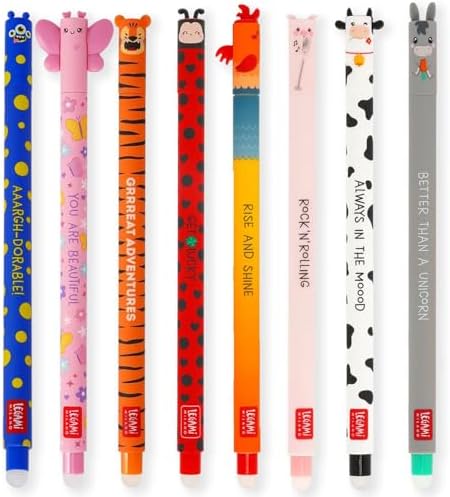 LEGAMI - Set of 8 Erasable Gel Pens with Thermosensitive Erase In...