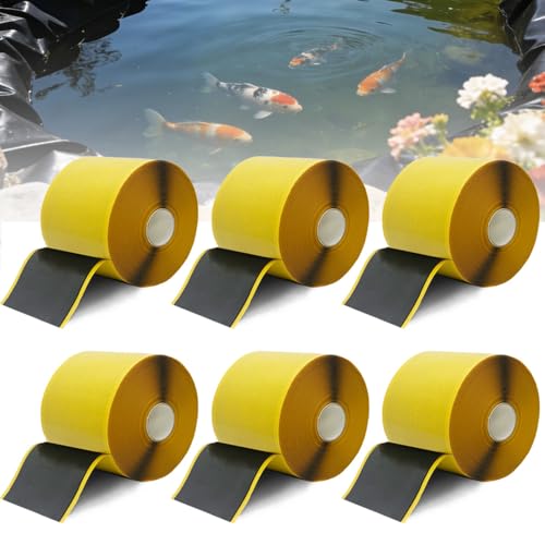 Wenscis 6 Pack Pond Liner Seam Tape Bulk Total 3 x 196 Heavy Duty Double Sided Butyl Adhesive Tape for EPDM Liners Waterproof Pond Liner Patch Repair Kit for Fish Ponds Garden Water Features