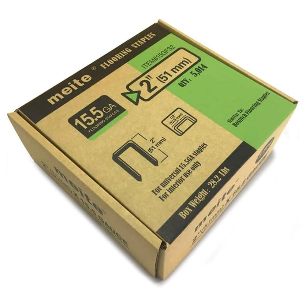 meite 15.5 Gauge Flooring Staples 1-1/2-Inch Length 1/2-Inch Crown 5,014Pcs | Galvanized 15.5GA Staples for Hardwood Floors ,Compatible with Flooring Staplers