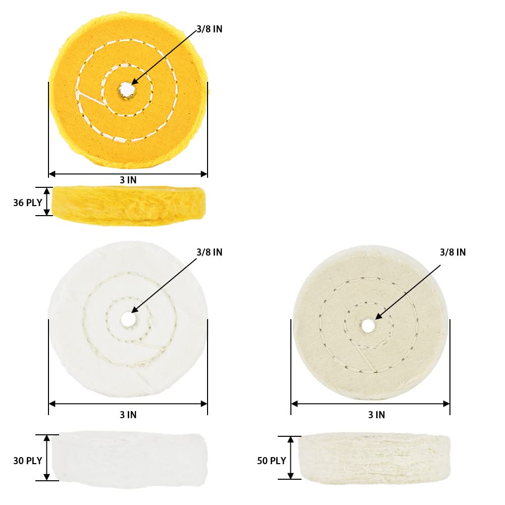 Tarcze polerskie, 7,6 cm, miękkie, cienkie, średnie, grube, 1,27 cm, grube, 1,27 cm, grubość 0,95 cm, z 2 zestawami prętów 0,63 cm do wiercenia, 5 szt