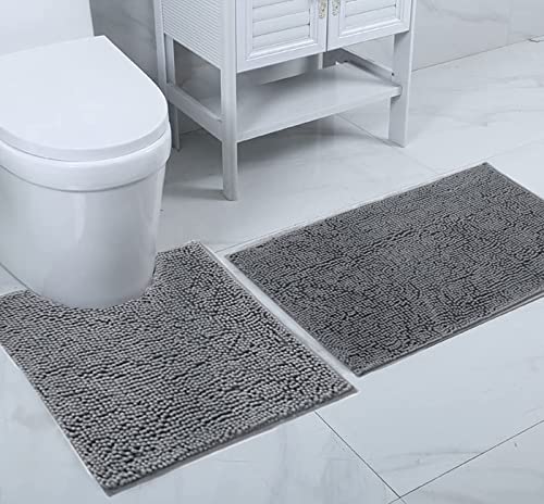 Bathroom Mat, Bathroom Non-slip Mat, Bath Mat Set 3 Pieces Absorbent Non-Slip Bath Mat Toilet Rug Bath Rug for Bathroom, Bedroom, Kitchen, 20x20in 50x50cm/16x24in 40x60cm/20x32in 50x80cm (Blue) - Image 3