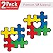 Love (2 Pack) Autism Awareness Puzzle Pieces with Heart Vinyl Sticker Decal (2) (Vinyl, Small)