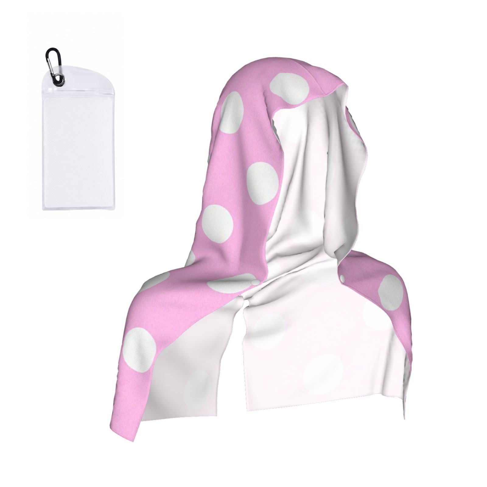 ESNAIUVCD Pink Polka Dots Print Multifunctional Cooling Hoodie Bandana Portable Sweat Absorbing Design For Beach Workouts Exercise Heat Relief Accessories