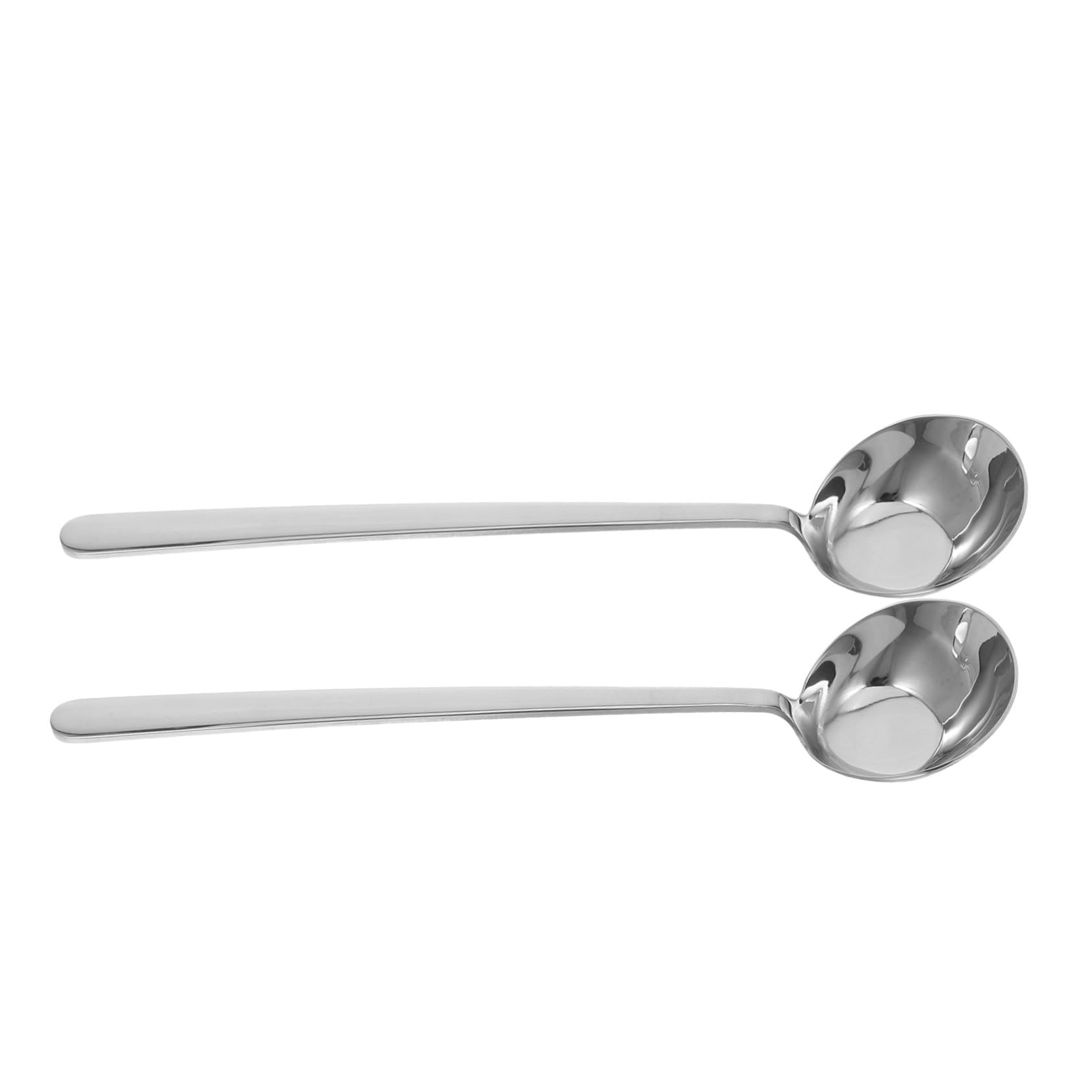 ABOOFAN 8 Piezas Mango largo con cuchara redonda de oblicuo con cuchara cucharones de acero inoxidable para cocinar cucharones para servir cucharón acero inoxidable 316 Plata