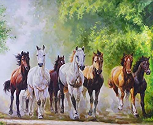 Peinture au diamant 5D chevaux pour décorer votre salon en strass ronds